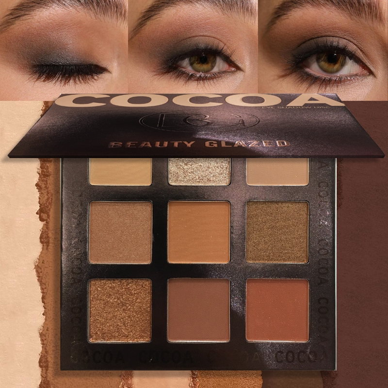 Beauty GLAZED 9 สี Shimmer Eyeshadow Palette Matte Pearlescent Earth Color Fine Flashing Blue Purple Smoky Eyeshadow