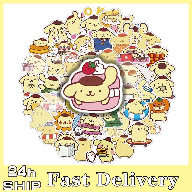 50 ชิ้น Pompompurin Sanrio สติกเกอร์น่ารัก Graffiti Decals DIY ตกแต่งแล็ปท็อป Pom Pom Purin สติกเกอร์