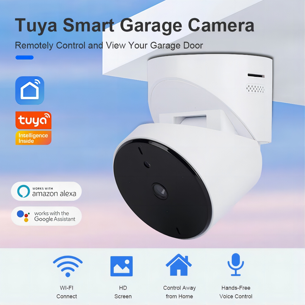 1080p Tuya WiFi สมาร์ทโรงรถกล้องรีโมทคอนโทรลไร้สายเซนเซอร์ Night Vision Monitor ข้อความแจ้งเตือนสําหรับ Alexa Google Home