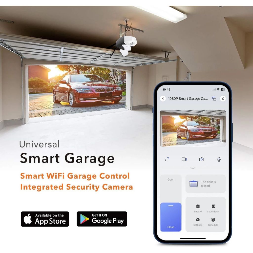 1080p Tuya WiFi สมาร์ทโรงรถกล้องรีโมทคอนโทรลไร้สายเซนเซอร์ Night Vision Monitor ข้อความแจ้งเตือนสําหรับ Alexa Google Home
