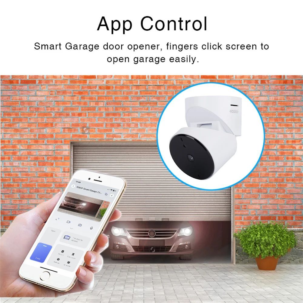 1080p Tuya WiFi สมาร์ทโรงรถกล้องรีโมทคอนโทรลไร้สายเซนเซอร์ Night Vision Monitor ข้อความแจ้งเตือนสําหรับ Alexa Google Home