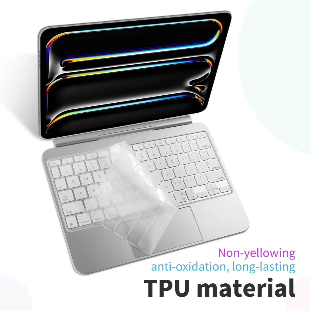 ฝาครอบคีย์บอร์ดสําหรับ iPad Pro M4 Air M2 Magic Keyboard 11/13 นิ้ว TPU วัสดุป้องกันคีย์บอร์ดโปร่งใสผิวกันน้ําป้องกันคราบ