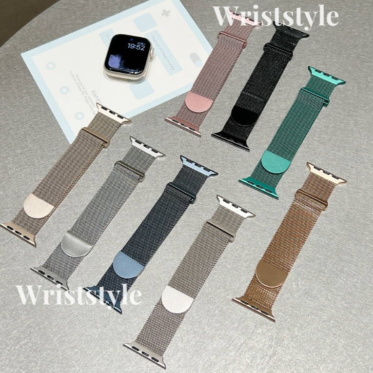 หัวเข็มขัดคู่สแตนเลสสายนาฬิกาโลหะสําหรับ Apple Watch S10/9/8/7/6/5/4/3/2/1 SE2 ULTRA Breathable ผู้ชายนาฬิกาผู้หญิงสร้อยข้อมือสําหรับ iWatch 49 มม.46 45 44 42 41 40 38