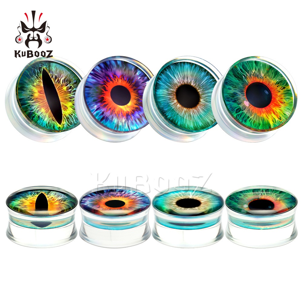 Kubooz 1 คู ่ Eyeball ปลั ๊ กหูอะคริลิคอุโมงค ์ Body Piercing เครื ่ องประดับหู Expanders Stretchers