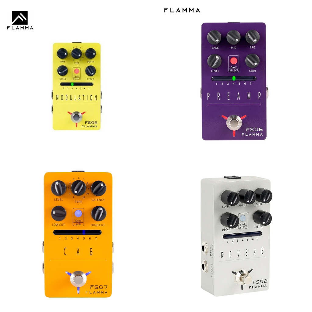 Flamma FS02 FS05 FS06 FS07 Preamp Pedal กีตาร์ดิจิตอลเอฟเฟกต์เหยียบ 7 Preamp รุ่น Preset บันทึกสล็อต