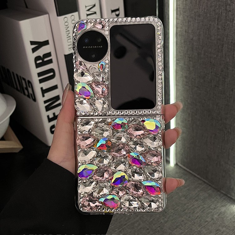 OPPO ค้นหา N3 Flip Bling เพชรสีสันสดใสเคสโทรศัพท์สําหรับ OPPO ค้นหา N2 Flip findn2 Flip ค้นหา N2 Flip Luxury Glitter Rhinestone ดอกไม้สีม่วงโปร่งใสฝาครอบป้องกัน