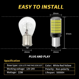 Oprah 2pcs 1156 BA15S P21W 1156 BAU15S PY21W 1157 Bay15d T20 7440 7443 LED Super Bright ไฟเลี้ยว 4014 150SMD ไฟท้าย LED ไฟเบรคย้อนกลับหลอดไฟรถยนต์ 12V