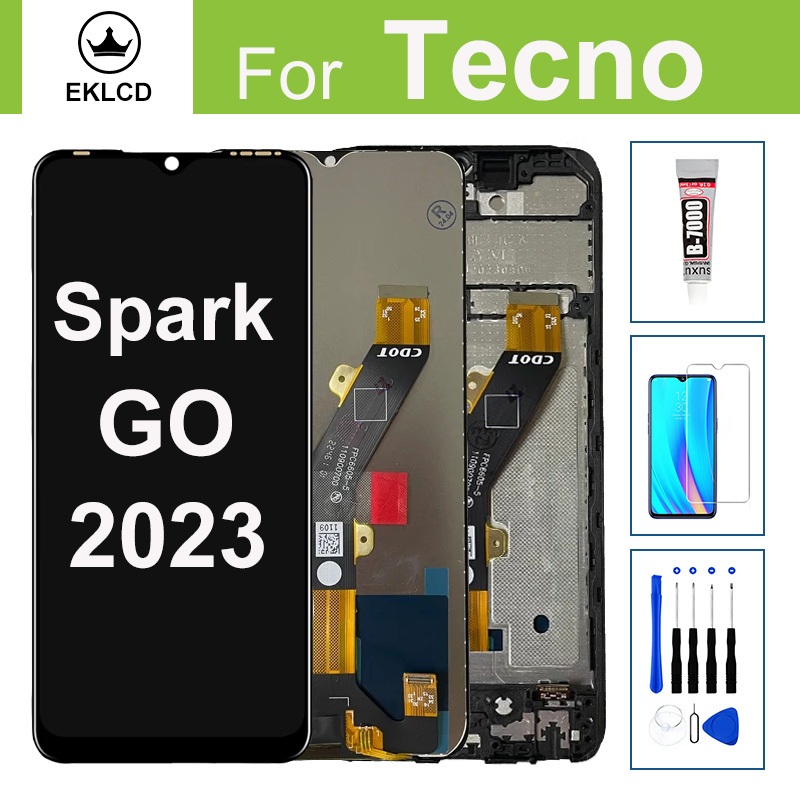 6.6 "จอแสดงผล LCD สําหรับ Tecno Spark Go 2023 BF7 BF7n Touch Screen Digitizer Assembly กรอบเปลี่ยน