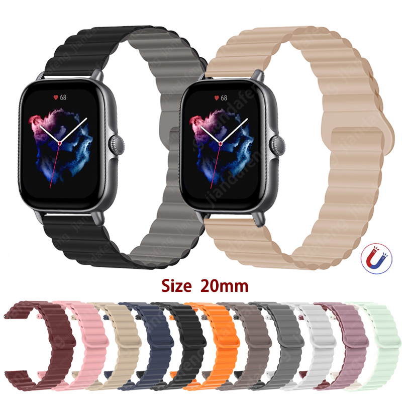 สายซิลิโคนแม่เหล็กกีฬากันน้ําสําหรับ Huami Amazfit GTS 3 2 2E Mini Bip 3 pro Active