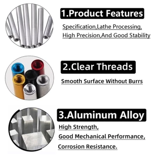 M2/2.5/3 อลูมิเนียมรอบเกลียวแขน Standoff เสายาวเชื่อมต่ออ่อนนุชความยาว: 6 มม.-100 มม.
