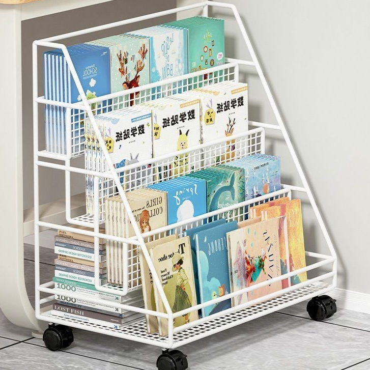 ชั้นวางหนังสือชั้นชั้นชั้นหนังสือภาพเด็กชั้นเก็บหนังสือภาพชั้นวางที่เรียบง่ายภายใต้โต๊ะมือถือการจัดเก็บหนังสือชั้นวางอ่าน