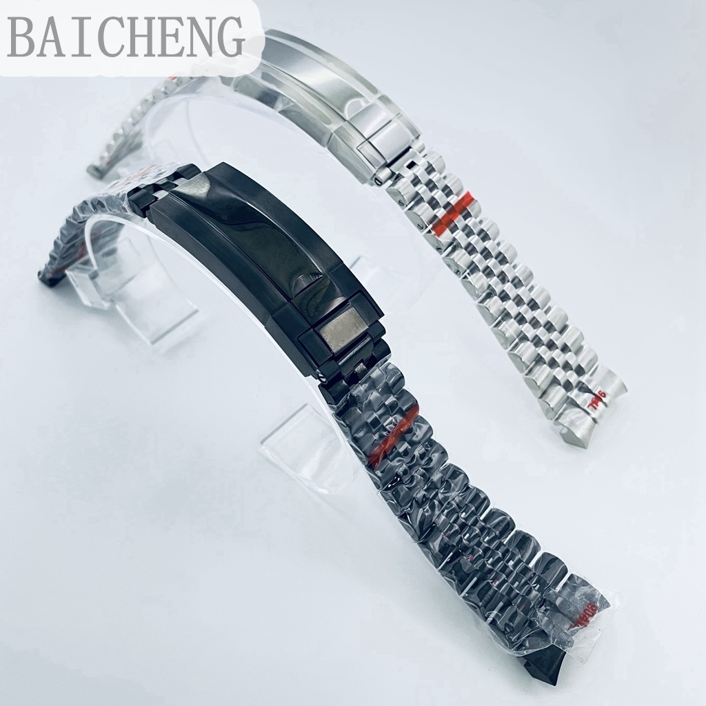 Baicheng 20 มม.904L Solid Stainless Steel Watch Band Brushed Polishing Bracelet Folding Buckle Glide Lock Clasp - รูปที่ 4
