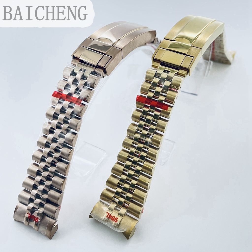 Baicheng 20 มม.904L Solid Stainless Steel Watch Band Brushed Polishing Bracelet Folding Buckle Glide Lock Clasp - รูปที่ 3