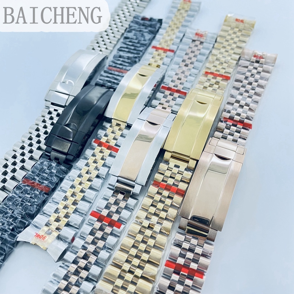 Baicheng 20 มม.904L Solid Stainless Steel Watch Band Brushed Polishing Bracelet Folding Buckle Glide Lock Clasp - รูปที่ 2