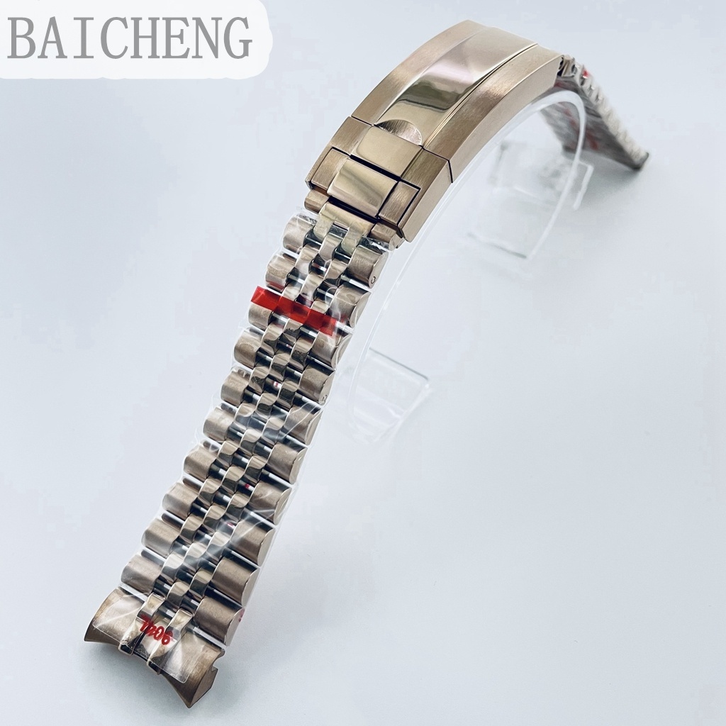 Baicheng 20 มม.904L Solid Stainless Steel Watch Band Brushed Polishing Bracelet Folding Buckle Glide Lock Clasp - รูปที่ 7