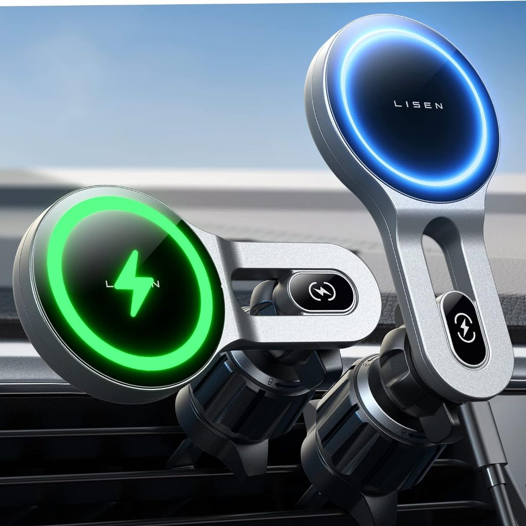 Lisen สําหรับ 15W MagSafe Car Mount Charger, iPhone Wireless Car Charger Magnetic 2024 ใหม่ที่วางโทรศัพท์ในรถยนต์ Mount, รถยนต์โทรศัพท์ Mount Charger Vent Fit iPhone