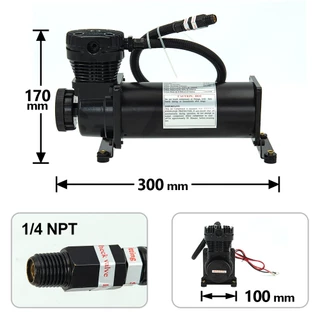 Universal 1/4NPT หรือ 3/8NPT 200PSI 480C 12V ชุดปั๊มช่วงล่างรถยนต์ Chrome / สีดํา