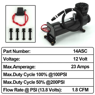 Universal 1/4NPT หรือ 3/8NPT 200PSI 480C 12V ชุดปั๊มช่วงล่างรถยนต์ Chrome / สีดํา