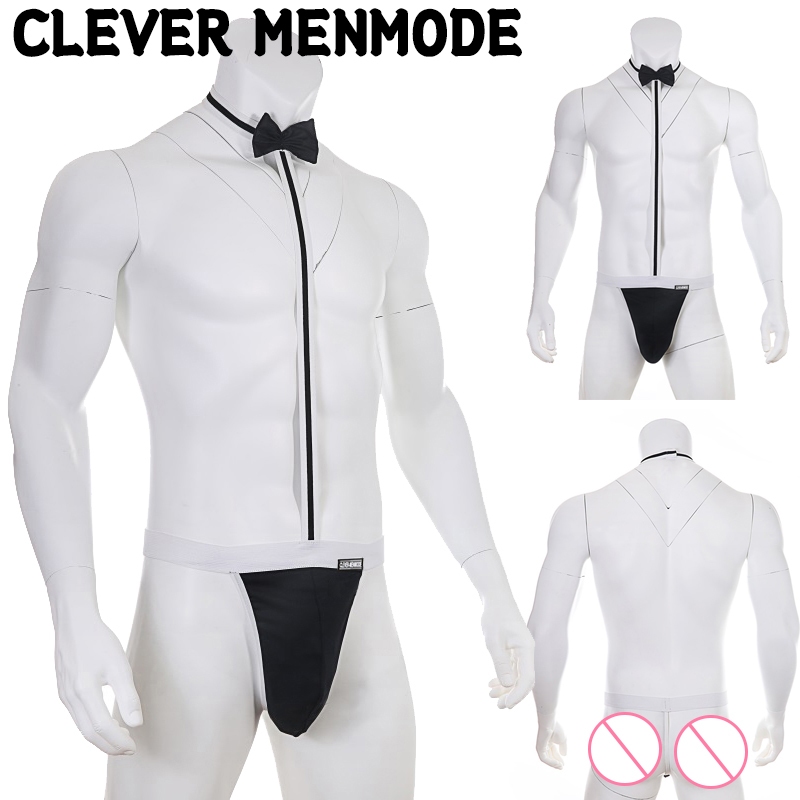 [CLEVER-MENMODE]ชุดชั้นในชายเซ็กซี่โบว์โบว์บอดี้สูท G String Hollowing Out Thong ชุดชั้นในชิ้นเดียว