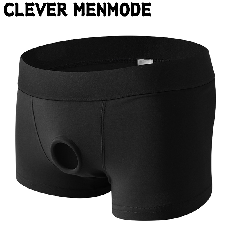 [CLEVER-MENMODE]ผ้าฝ้ายเซ็กซี่ผู้ชายนักมวยกระเป๋าด้านหน้าHollowing Outแหวนซิลิโคนชุดชั้นในระบายอากาศเข็มขัดกว้างสบายชุดชั้นในชายm-2xl