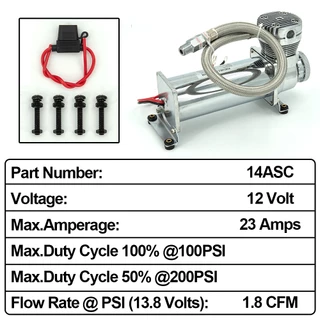 Universal 1/4NPT หรือ 3/8NPT 200PSI 480C 12V ชุดปั๊มช่วงล่างรถยนต์ Chrome / สีดํา