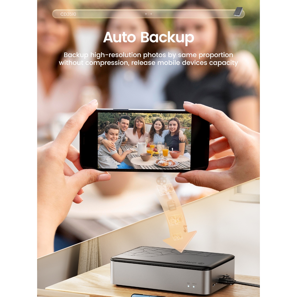 Orico NAS Personal Storage Private Cloud Home Cloud Storage สําหรับ 3.5 SATA HDD/SSD การ์ดเครือข่าย Gigabit ความเร็วที่มีการสํารองอัตโนมัติ Remote Access & Share (CD3510)