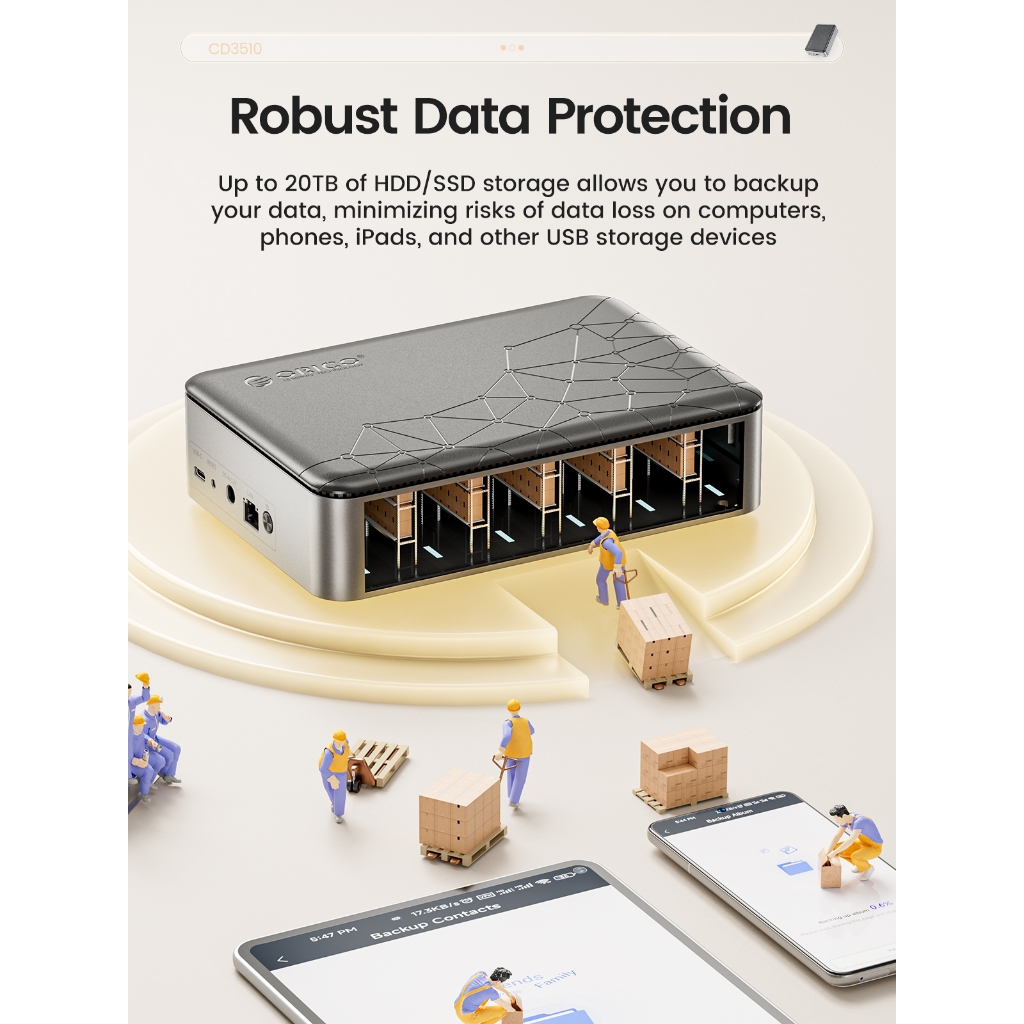Orico NAS Personal Storage Private Cloud Home Cloud Storage สําหรับ 3.5 SATA HDD/SSD การ์ดเครือข่าย Gigabit ความเร็วที่มีการสํารองอัตโนมัติ Remote Access & Share (CD3510)