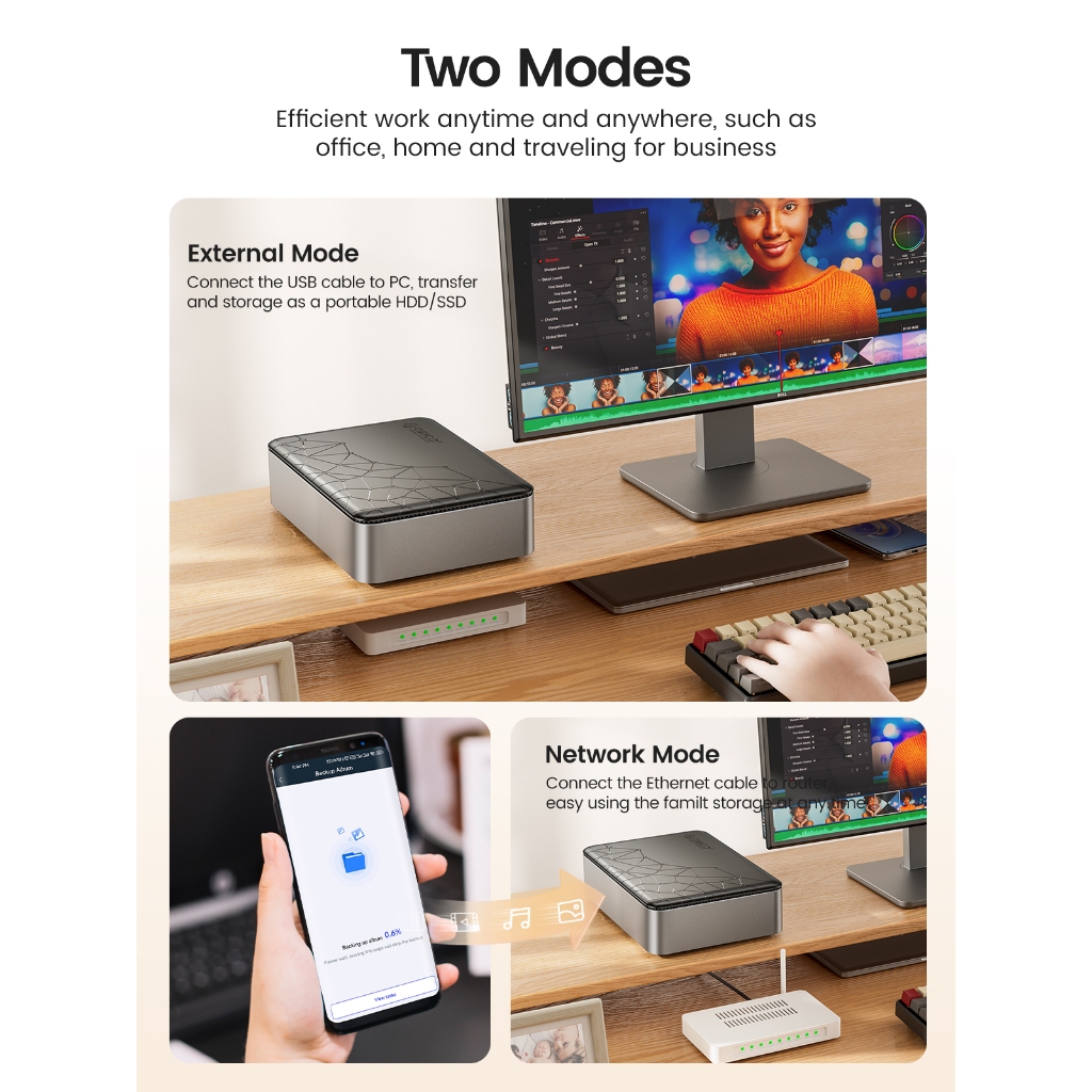 Orico NAS Personal Storage Private Cloud Home Cloud Storage สําหรับ 3.5 SATA HDD/SSD การ์ดเครือข่าย Gigabit ความเร็วที่มีการสํารองอัตโนมัติ Remote Access & Share (CD3510)
