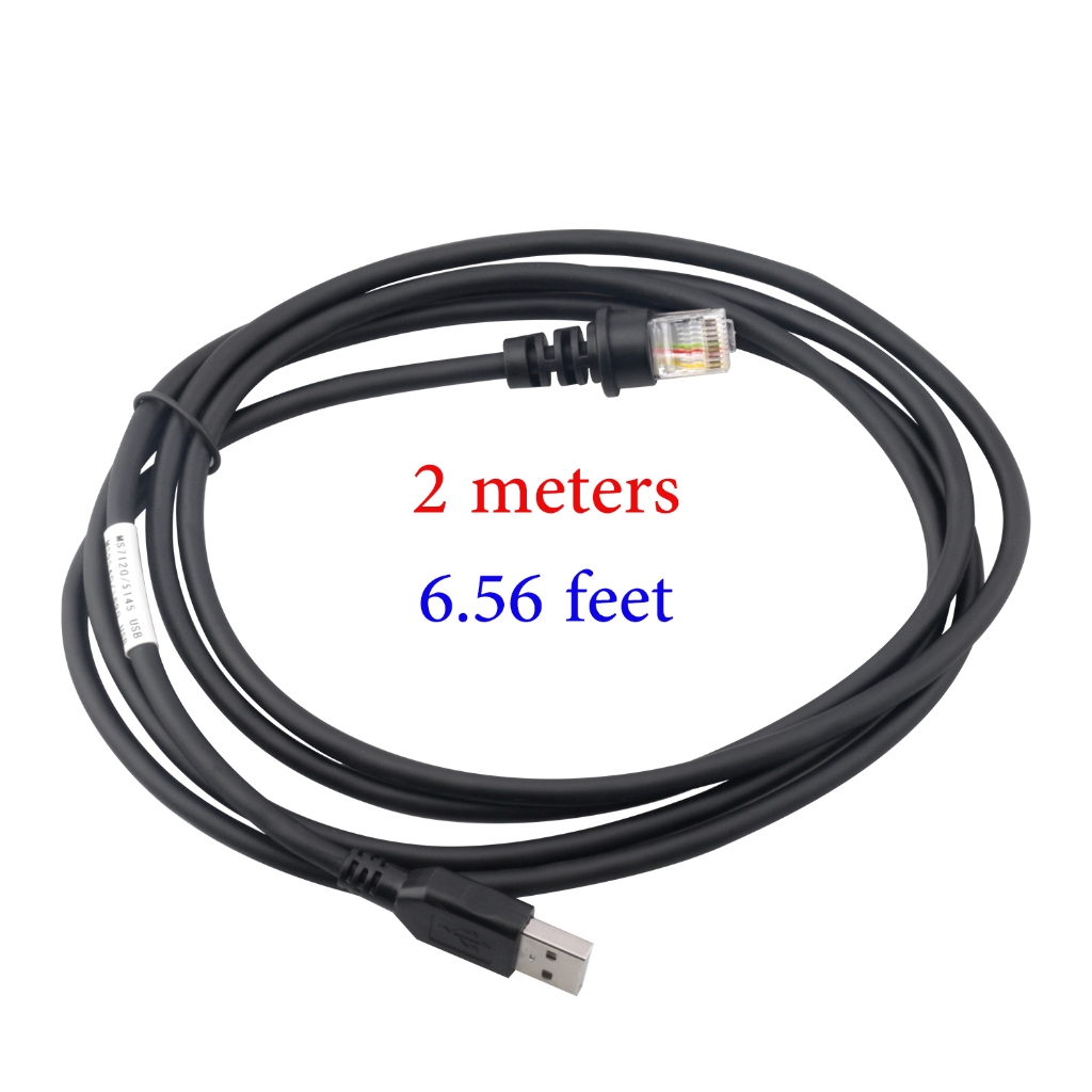 สาย USB 2M สําหรับ Barcode Scanner, MS Orbit 7120 7100 MS3580 MS5145 MS1633 YJ3300 MS9540 Flatted USB to RJ45 ใช้งานร่วมกับ Honeywell Metrologic MS series Barcode Scanner