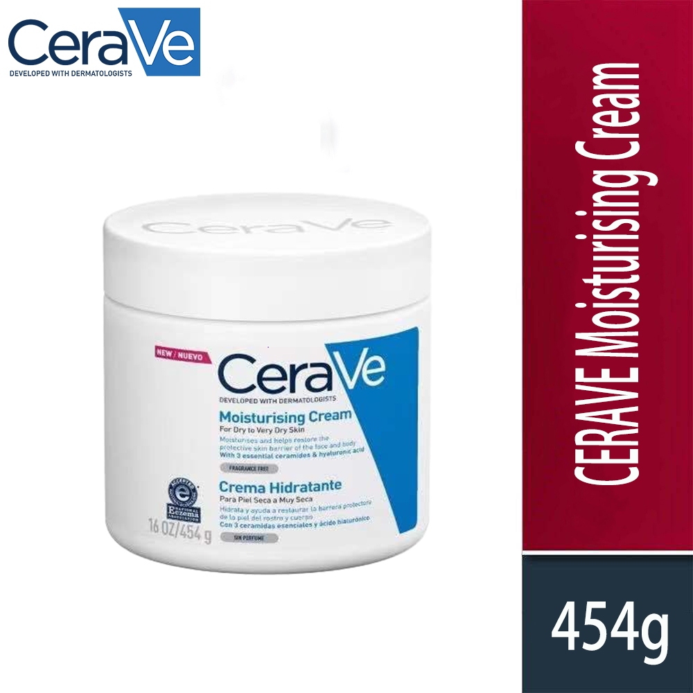 มอยซ์เจอร์ไรซิ่ง CERAVE Moisturising Cream มอยซ์เจอร์ไรซิ่ง ครีมบำรุงผิวหน้าและผิวกาย สำหรับผิวแห้ง ขนาด454g