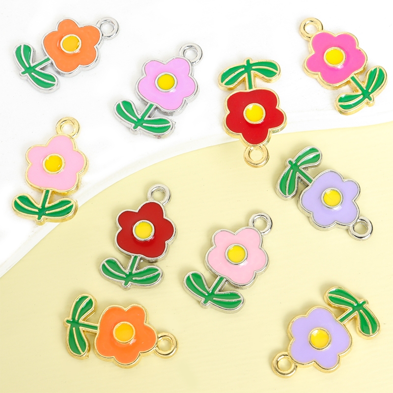 10ชิ้นมีสไตล์น่ารักหลากสีดอกไม้เล็กๆเคลือบเสน่ห์สําหรับ ทําเอง ฤดูใบไม้ผลิสไตล์ฤดูร้อนสร้อยคอ,สร้อยข้อมือ,ต่างหู,พวงกุญแจและอื่นๆผู้หญิงเครื่องประดับทําการ์ตูนลีลาวดีจี้