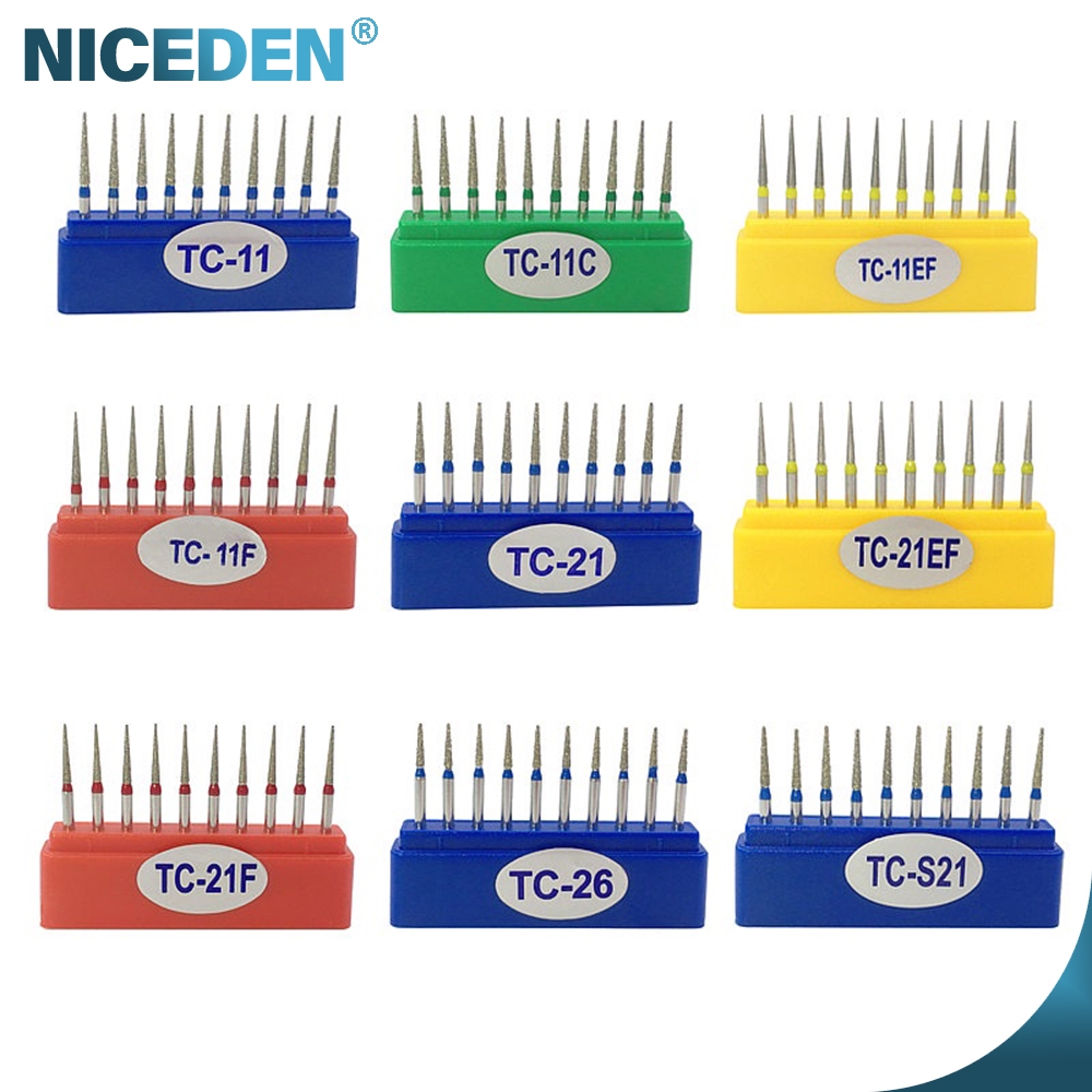 NICEDEN 10 ชิ้น FG ทันตกรรมเพชร Burs เจาะสําหรับ handpiece ความเร็วสูง Super หยาบเพชร Abrade Crown Cavity เตรียม