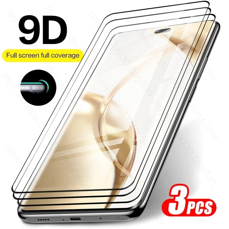 3pcs สําหรับ Honor 200 Pro 5G 2024 9D กระจกนิรภัยเต็มโค้งแก้ว Honor 200 Honar Honer 200Pro ด้านหน้าป