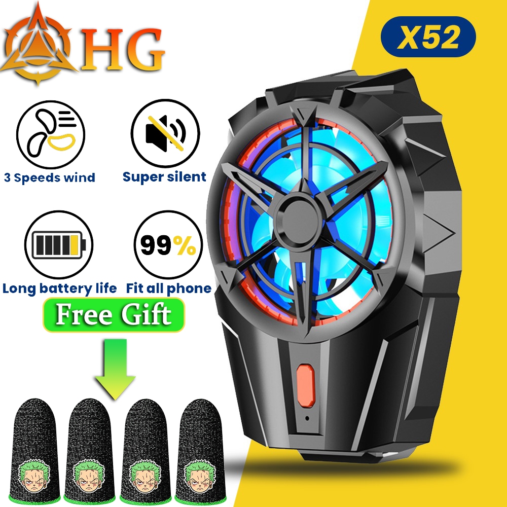 【COD】HG X52 Wireless Phone Cooler สําหรับเล่นเกมแบบพกพาพัดลมระบายความร้อนแบบชาร์จไฟได้สําหรับโทรศัพท์