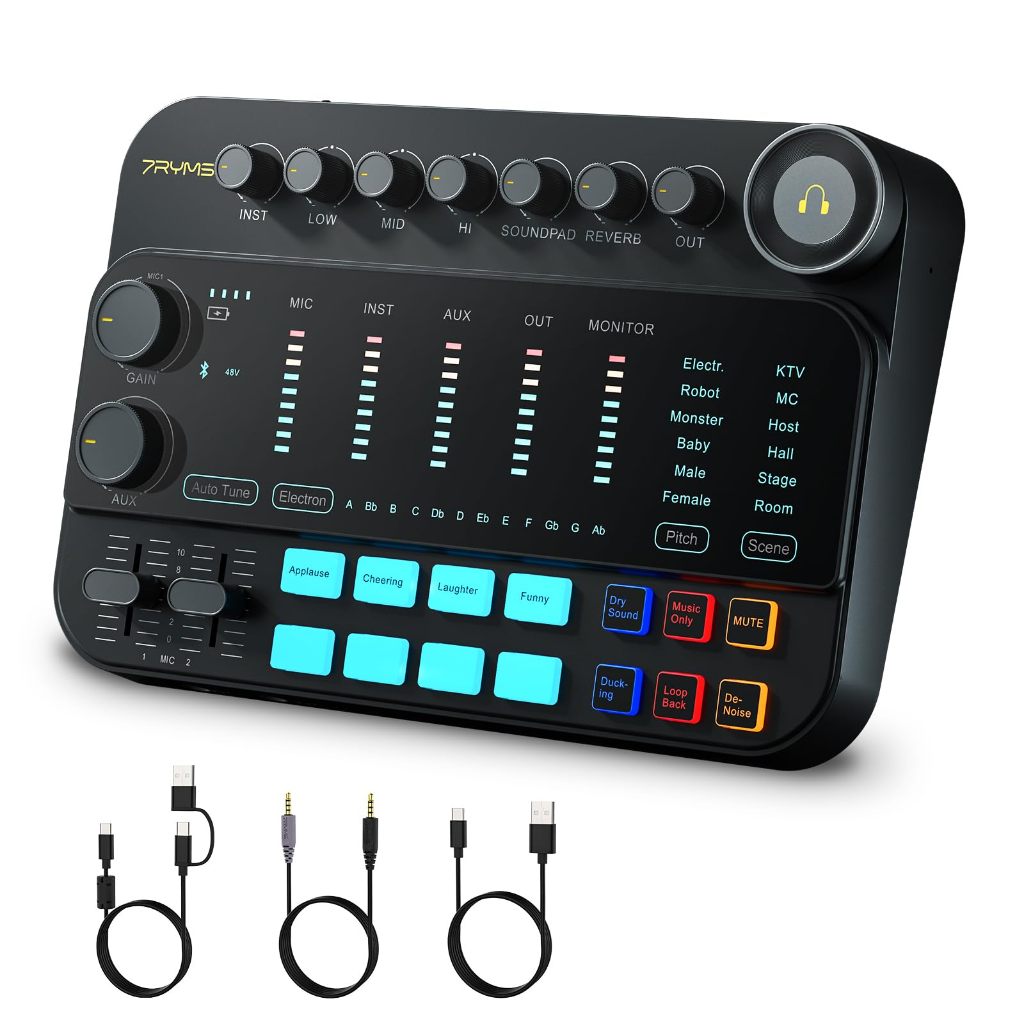 7RYMS 7Caster SE2 เสียง-Interface พร้อมอินเทอร์เฟซอินพุตเสียงหลายตัว, มิกเซอร์เสียงพร้อม Phantom Pow