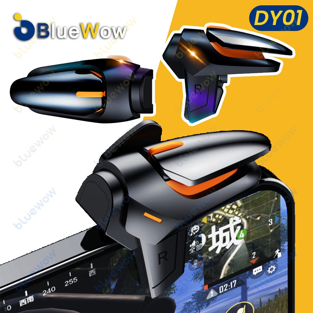Bluewow DY01 ตัวควบคุมเกมโทรศัพท์มือถือสําหรับ PUBG Aim ยิง L1R1 ปุ่มโลหะผสมทริกเกอร์จอยสติ๊กเกมคอนโทรลเลอร์