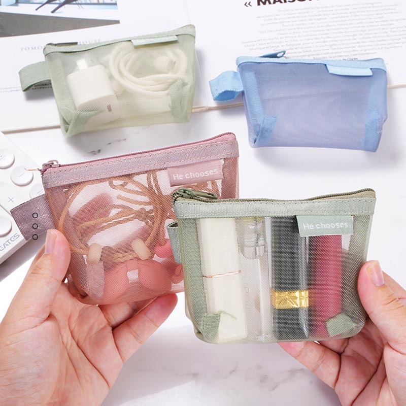 มินิคีย์กระเป๋าสแควร์เหรียญกระเป๋าตาข่ายกระเป๋าเหรียญกระเป๋าเก็บโปร่งใส