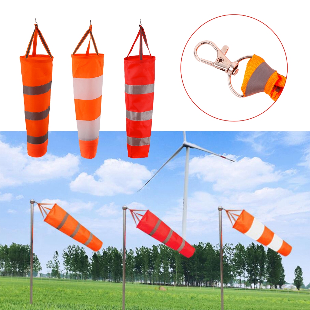 60/80/100 ซม.Windsock การวัดทิศทางลมกลางแจ้งเข็มขัดสะท้อนแสง Rip-stop Weather Vane สําหรับสนามบินการบินสวนฟาร์ม