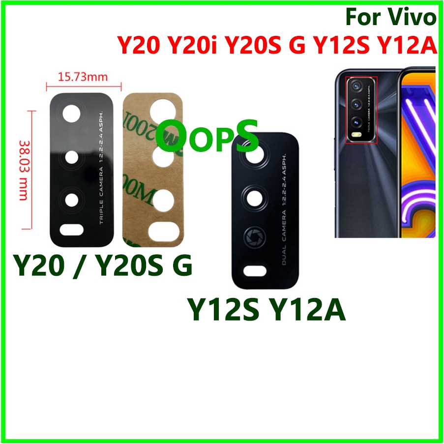 เลนส์กล้องหลักด้านหลังสําหรับ VIVO Y20 Y20i Y20S G Y12S Y12A กระจกกล้องเลนส์ฝาครอบกาว