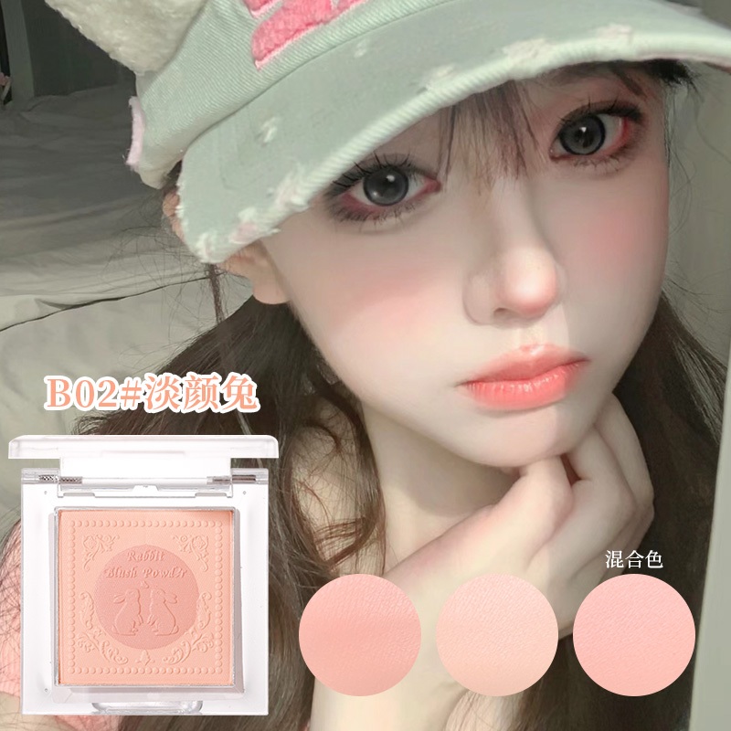 Xixi Rabbit Two-tone Blush Powder Natural Matte Cute Girl Pink Orange Cheek Waterproof Blusher Palette D724 - รูปที่ 2