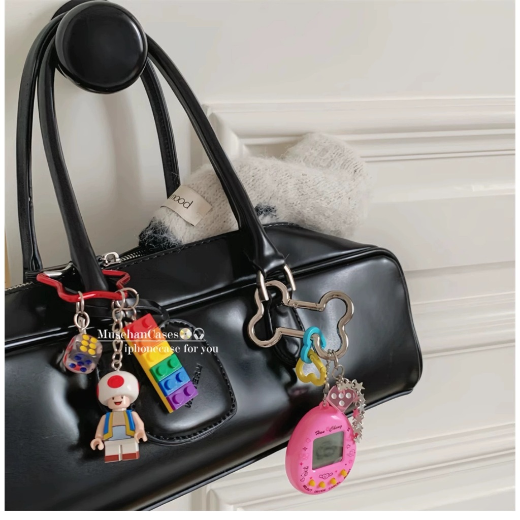 Original Fashion Retro Motorcycle Bag Pendant miu Style Keychain Couple Style Bag Pendant Video Game Console Pendant Schoolbag Accessories Fashion Single Product Unique New Style Trend