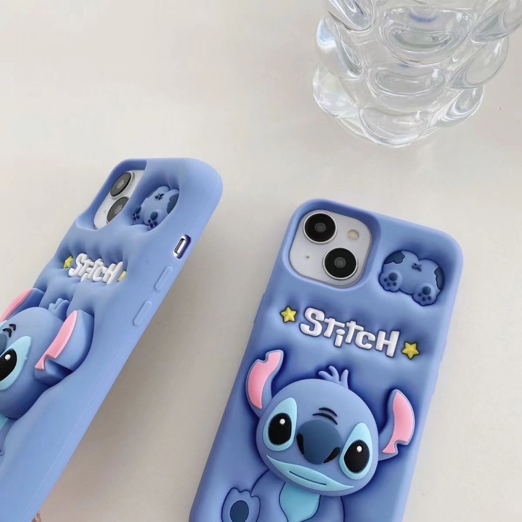 IPhone 17 16 15 Pro Max 14 Plus 12 13 12 11 X XS XR 7 8 Plus 6 6S 3D การ์ตูน Stitch พร้อมขายึดขาตั้ง Grip Stand Soft TPU Case Cover - รูปที่ 5