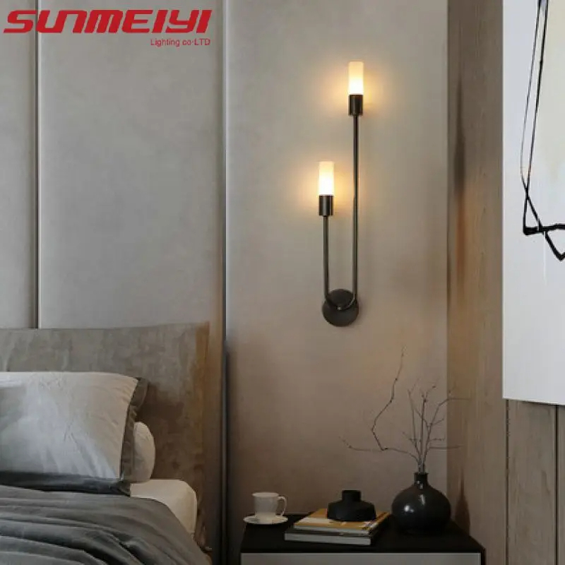 Sunmeiyi โคมไฟติดผนัง Led โมเดิร์นแถบยาว Nordic Wall Sconce สําหรับห้องนอนกระจกห้องน้ําตกแต่งห้องนั่งเล่นพื้นหลังทางเดิน