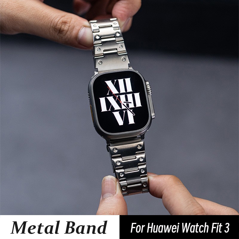 สายนาฬิกาโลหะสําหรับ Huawei Watch Fit 3 G- Shock Casio สไตล์เกราะสายนาฬิกาสแตนเลสพร้อมเคสป้องกันสําหรับ Huawei Watch Fit 3