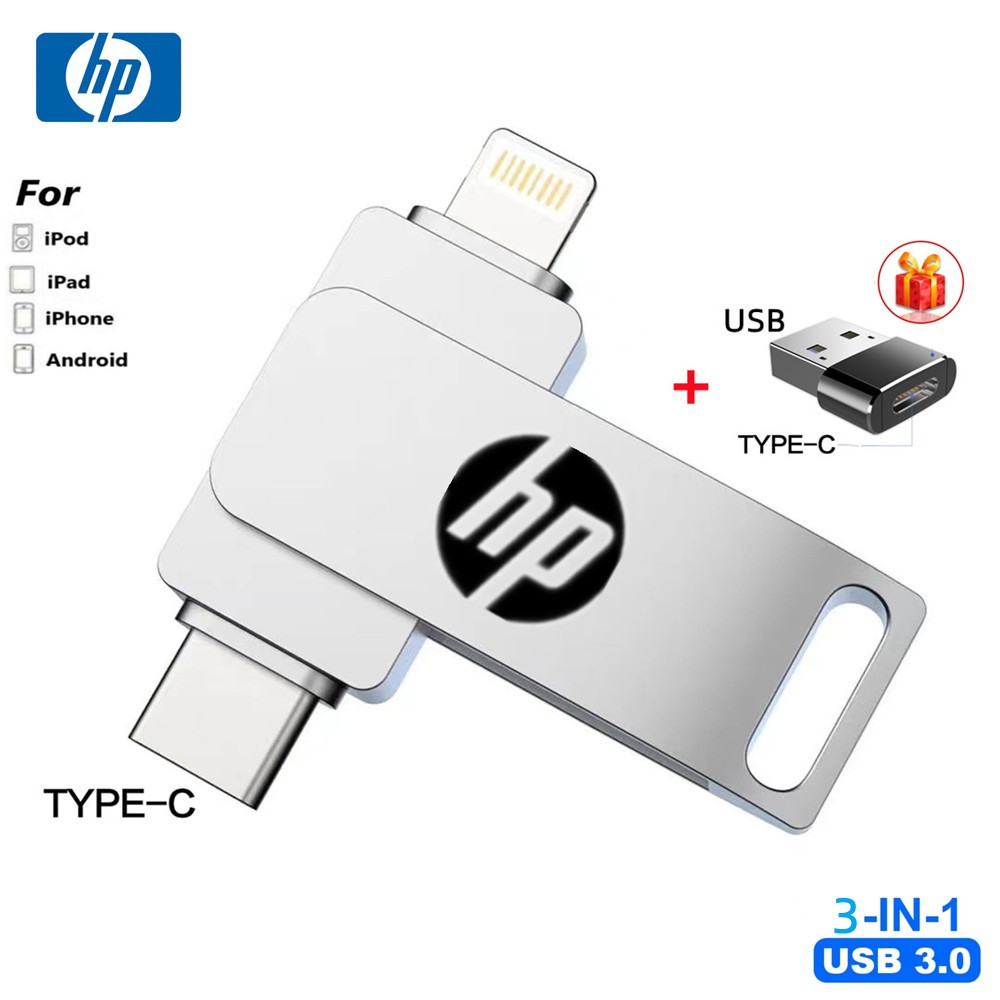 2tb 3 in1 usb OTG Type-C flash disk 1TB 512GB 256GB ไดรฟ์ปากกาสําหรับ I/O/S โทรศัพท์ Android PC 128GB 64GB แฟลชไดรฟ์