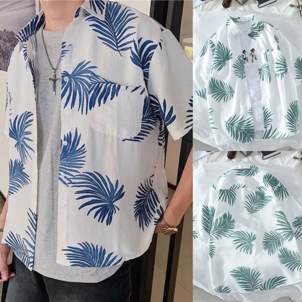ส่งไวจากไทย Maisidahouse เสื้อแขนสั้น เวลาว่าง ดอกไม้ หลวม สไตล์ฮาวาย ขนาดใหญ่ บาง เสื้อ