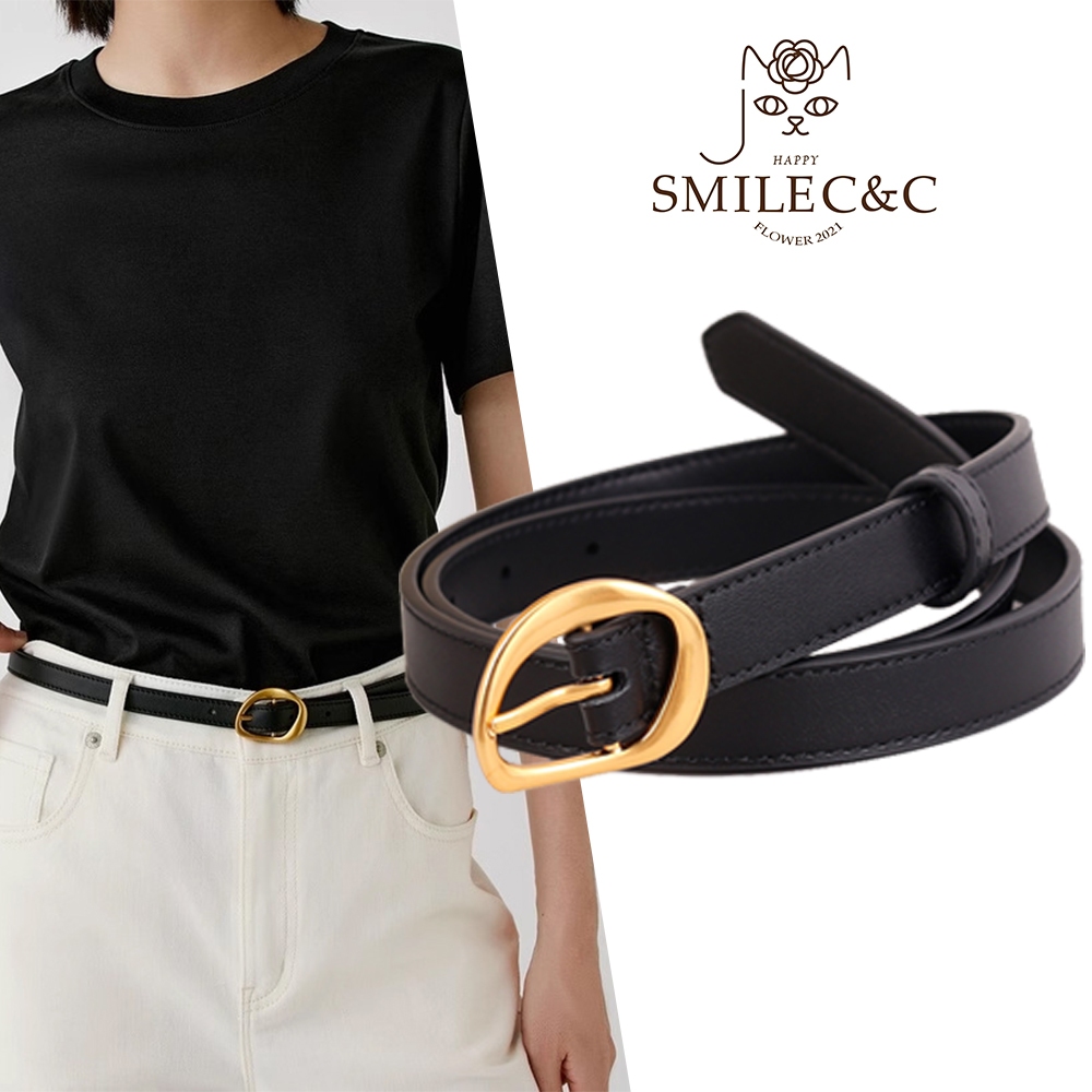 SmileFairyCC 【COD & พร้อมส่ง】 เข็มขัดผู้หญิง เข็มขัดหนัง PU เข็มขัดยีนส์พร้อมหัวเข็มขัดหมุด เข็มขัดผู้หญิง