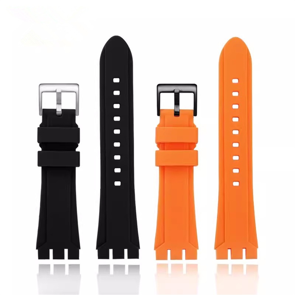 19 มม.21 มม.ซิลิโคนสําหรับ Swatch YVS423 419 413 406 400 YCS series สร้อยข้อมือนาฬิกาอุปกรณ์เสริม