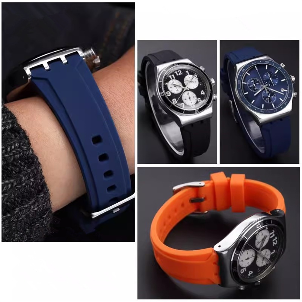 19 มม.21 มม.ซิลิโคนสําหรับ Swatch YVS423 419 413 406 400 YCS series สร้อยข้อมือนาฬิกาอุปกรณ์เสริม