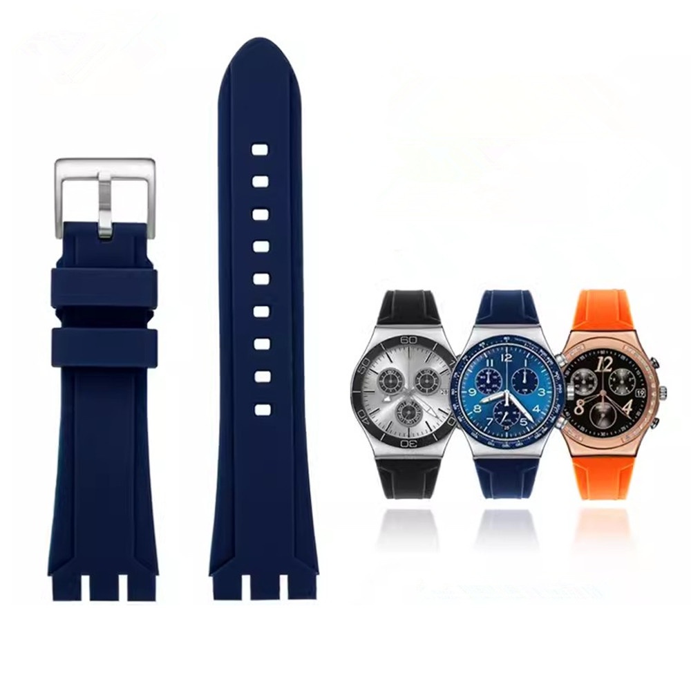 19 มม.21 มม.ซิลิโคนสําหรับ Swatch YVS423 419 413 406 400 YCS series สร้อยข้อมือนาฬิกาอุปกรณ์เสริม